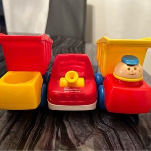 Vintage Fisher-Price Little People Chunky dump trucks and car